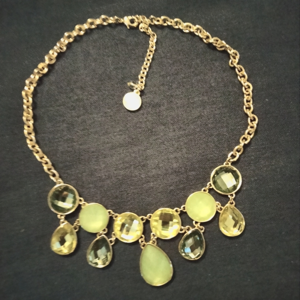 3 for💲25🌟Dana Buchman Gold & Green necklace sea green stones dressy party